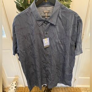 Mens NWT Van Heusen Cooling Subtle Hawaiian Print Button Down Shirt SS XXL